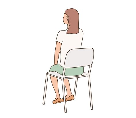 Back View Of A Woman Sitting On A Chair Hand Drawn Style Vector Design