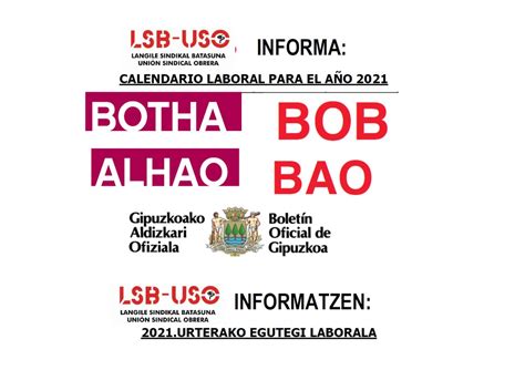Además puedes el calendario en formato pdf o jpg y . Calendario Laboral Bizkaia 2021 Bob / Llavemaestra Net ...