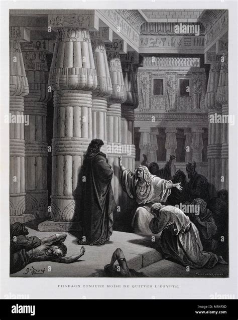 Pharao Beauftragt Mose Das Jüdische Volk Aus Ägypten Illustration Aus