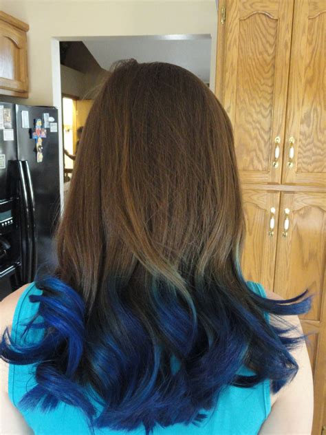 Brown hair with blue tips? blue tips | Hair | Pinterest