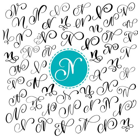 Maybe you would like to learn more about one of these? Set of Hand drawn vector calligraphy letter N. Script font ...