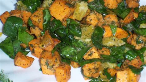 Wilted Spinach Salad With Roasted Kumara Sweet Potato Recipe