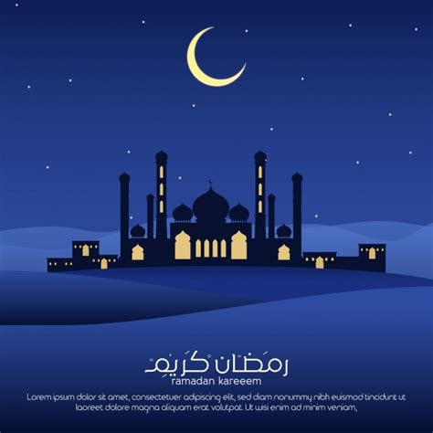 Free Vector Mosque And Moon Ramadan Background