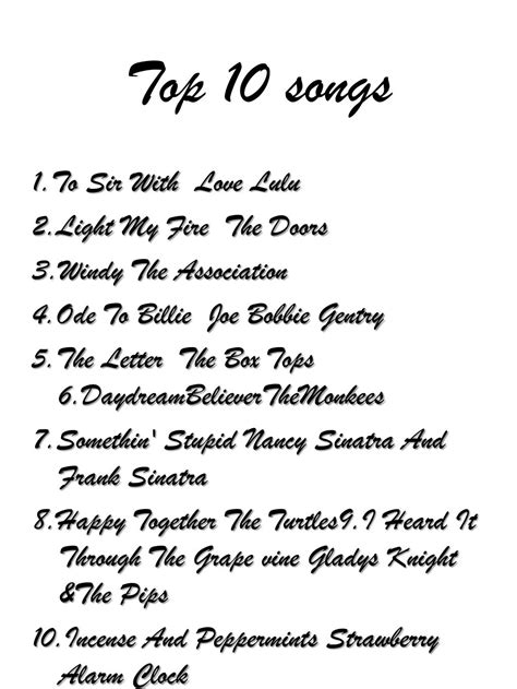 Ppt Top 10 Songs Powerpoint Presentation Free Download Id2880508