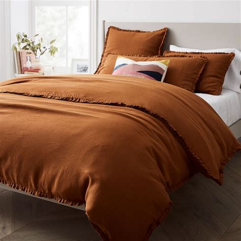 Sheridan's iconic 100% pure egyptian cotton in designer colours, made to last. European Flax Linen Ruffle Duvet Cover & Shams | West Elm