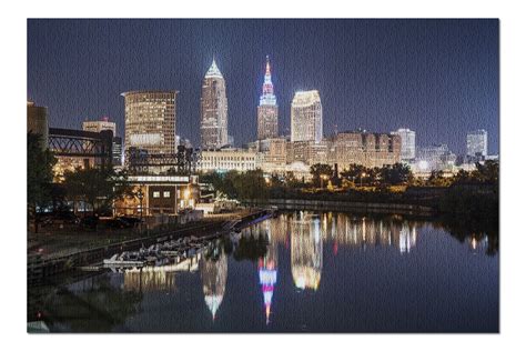 Cleveland Ohio Cleveland Skyline At Night With Terminal Tower