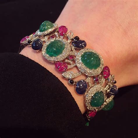 Tutti Frutti Emerald Ruby Sapphire And Diamond Bracelet Diamond