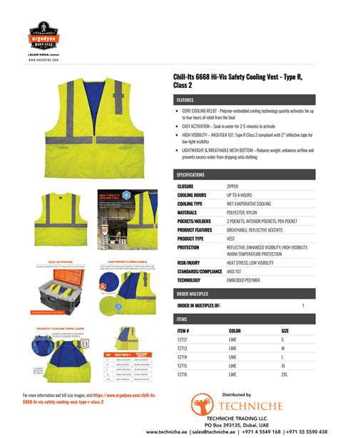 Techniche Trading Llc Chill Its 6668 Hi Vis Safety Cooling Vest