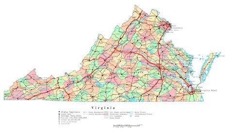 Large Detailed Tourist Map Of Virginia With Cities And Towns Kulturaupice