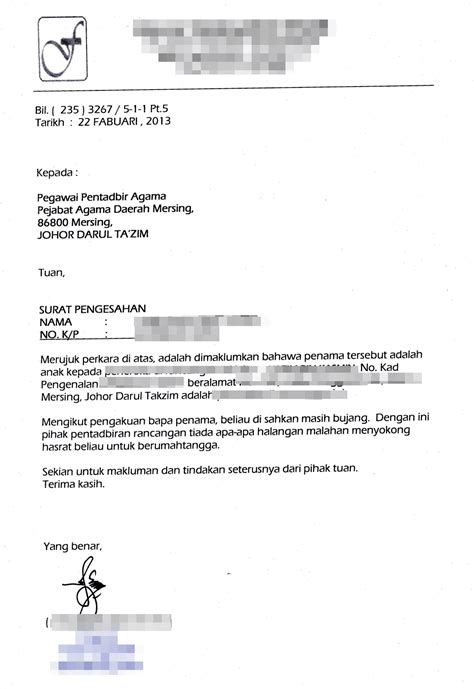 Surat pengesahan jawatan & majikan. Jurnal Kahwin Aya: Hantar borang permohonan kebenaran nikah (Johor)