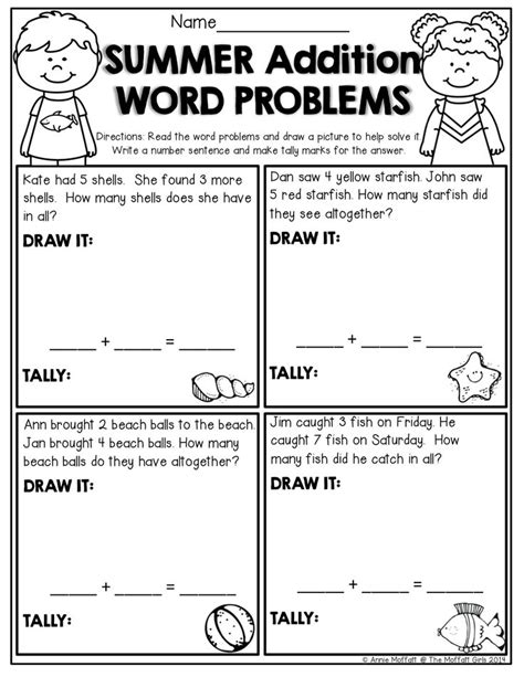 Our first grade multiplication and division worksheets are with pictures and visuals and based on grouping and equal groups. Simple WORD PROBLEMS for kindergarten! | KinderLand ...