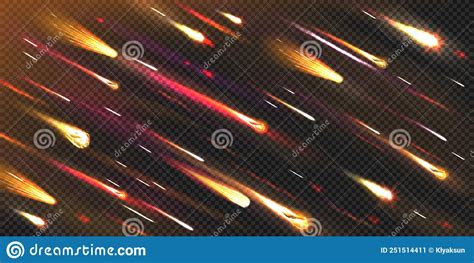 Meteor Rain In Cosmos Comets Shooting With Trails Stock Illustration