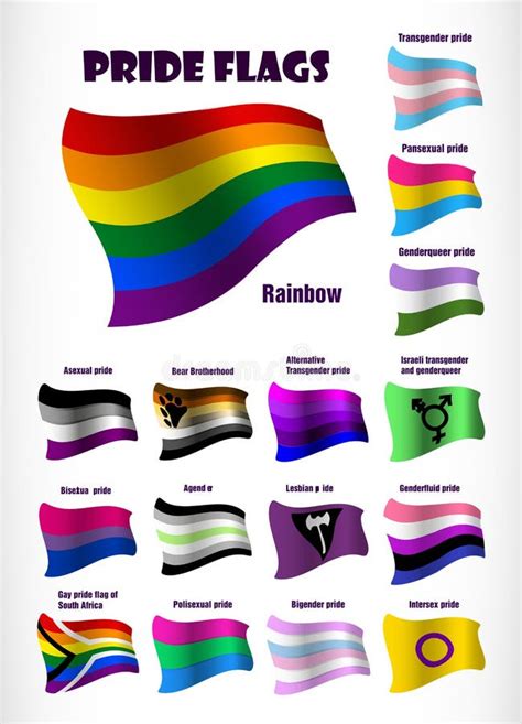 banderas y símbolos del vuelo del orgullo gay de lgbt stock de ilustración ilustración de