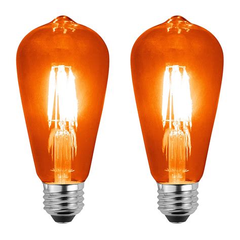 Sleeklighting Led 4watt Filament St64 Orange Colored Light Bulbs