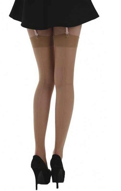 Retro Burlesque Style Vintage Seamed Stockings In Pale Tan Etsy