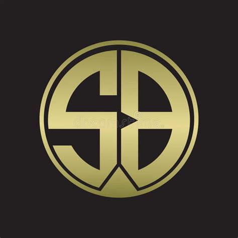 Sb Logo Monogram Circle With Piece Ribbon Style On Gold Colors Stock