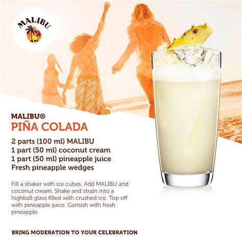Malibu ginger beer/ale malibu passion fruit frozen daiquiri new! The classic Malibu Pina Colada. | Pina colada drinks, Rum ...