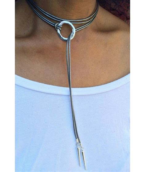 Lariat Leather Wrap Necklace Silver Ankle Bracelets Beaded Jewelry