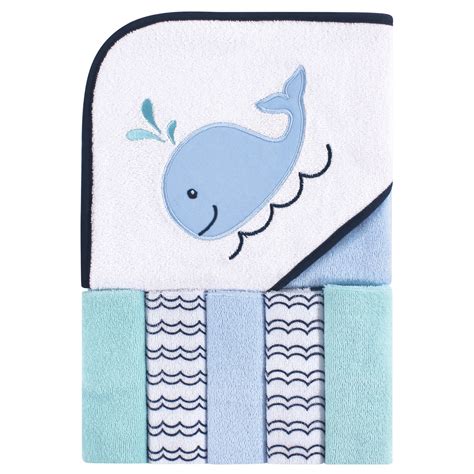 Luvable Friends Baby Boy And Girl Hooded Towel With 5 Washcloths Boy