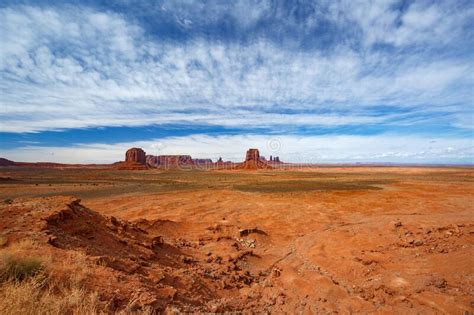 Panoramic View Of Monument Valley Navajo Tribal Park Landscape Stock