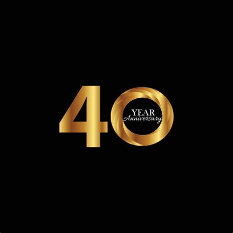 40 Years Anniversary Celebration Gold Black Background Color Vector