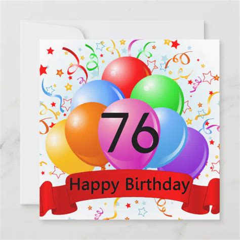 Happy 76th Birthday Balloons Banner Card Zazzle