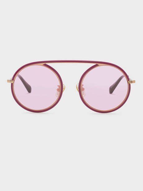 Acetate Round Frame Shades Pink Offer At Charles And Keith