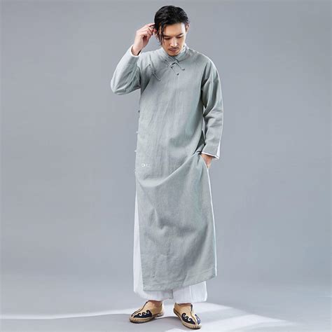 2021 Chinese Traditional Male Cheongsam Cotton Linen Hanfu Tv Film