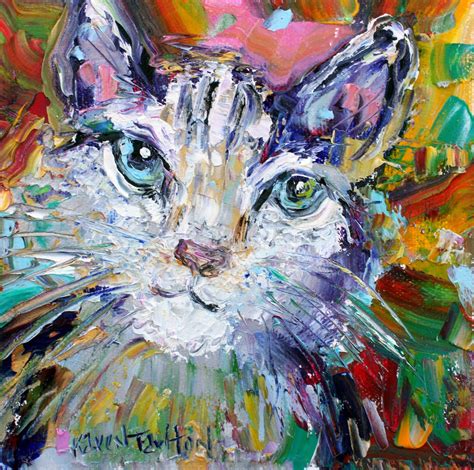 Cat Painting Kitten Art Pet Original Oil Palette Knife Impressionism