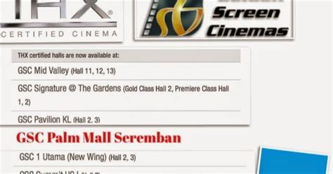 Level 3, era square mall, seremban, 70200, malaysia. GSC @ Palm Mall Seremban - A THX certified hall cinema ...