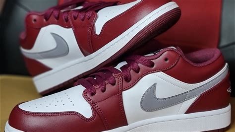 Unboxing Jordan 1 Low Mens Bordeaux Cherrywood Red And Cement Grey