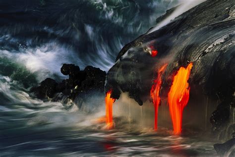 Wallpaper Landscape Sea Nature Volcano Island Lava Hawaii Wave