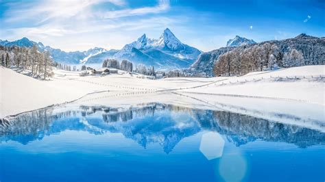 1920x1080 Snow Mountain Reflection Sky Lake Coolwallpapersme