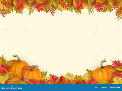 Vector Autumn Leaves Pumpkin Frame Stock Vector Illustration Of