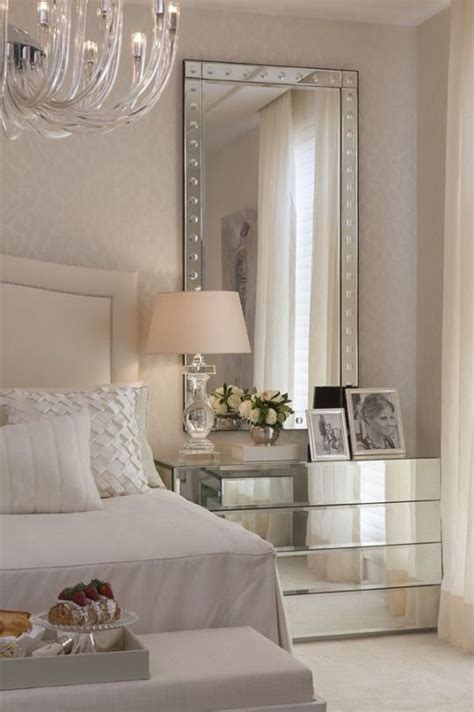 Mirror Over Mirrored Bedside Dresser Mirrors Elegant Bedroom Design