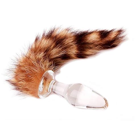 Buy Crystal Glass Butt Plug With Soft Wild Faux Fur Fox Tail Anal Tail