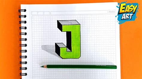🔴 Como Dibujar Letras En 3d Letra J Dibujos Sobre Hoja Cuadriculada