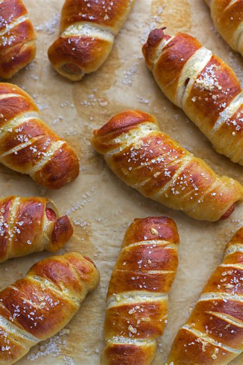 Divide the dough into 12 equal pieces and roll each into a long rope about 8 inches long. Homemade Pretzel Dogs Recipe | Little Spice Jar