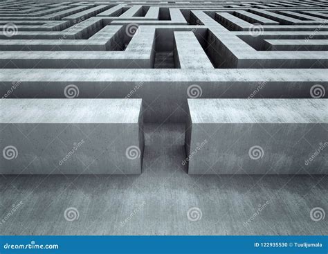Big Concrete Labyrinth Concept Background Stock Illustration