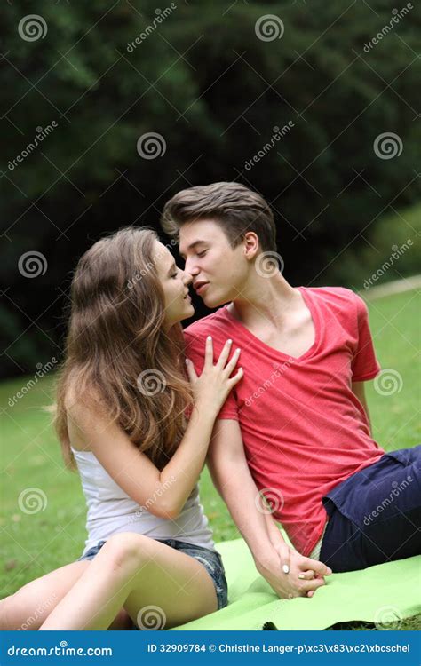 Romantic Young Teenage Couple Kissing Stock Images Image 32909784
