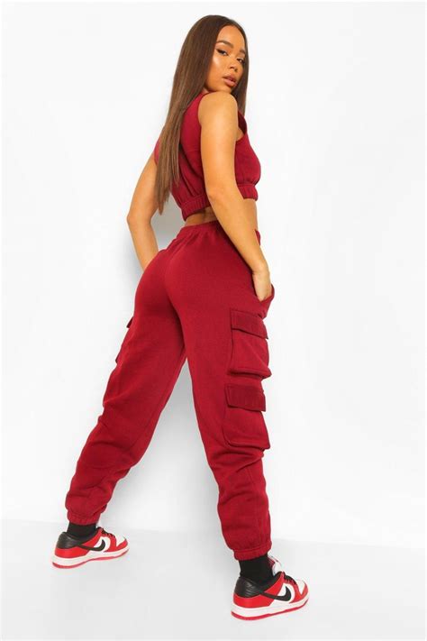 Crop Top And Cargo Pant Joggers Set Cargo Pants Outfit Crop Tops Women Sporty Outfits Jeans