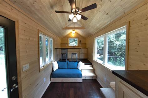 To create moody atmosphere, recessed lights are best in this. Tiny Studio - Tiny Home Builders