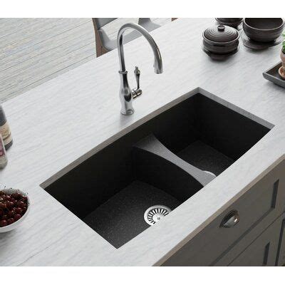 Wayfair kitchen sinks drop in vs undermount sinks. Lavello Biano Granite Composite 33" L x 19" W Double Basin ...