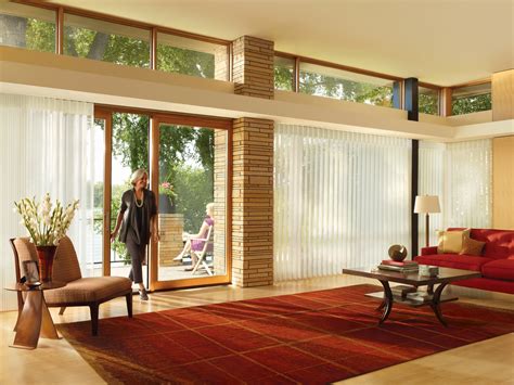 Panel blinds for sliding doors are great as you are able to effortlessly glide the large vertical panels across it's track to access the door, and a panel glide track can be made to very large widths. Blinds 4 Less: Blinds for Sliding Glass Doors