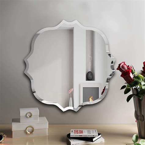 kohros scalloped edge beveled frameless bathroom wall mirror for living romm