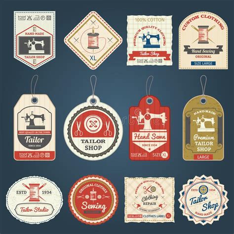 Tailor Shop Badges Labels Icons Set Stock Vector Illustration Of