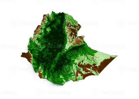 Ethiopia Topographic Map 3d Realistic Map Color 3d Illustration