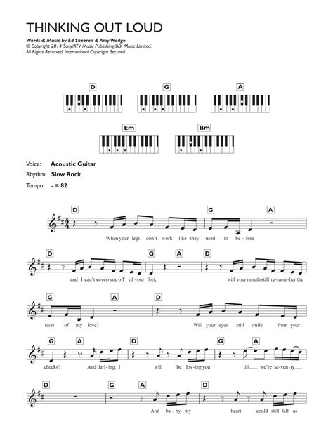 Thinking Out Loud Sheet Music | Ed Sheeran | Piano Chords/Lyrics