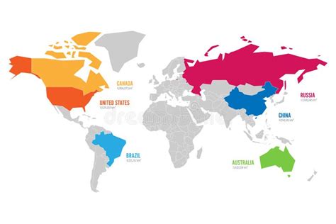 World Map Vector Illustration Infographics With Highlighted 6 Largest