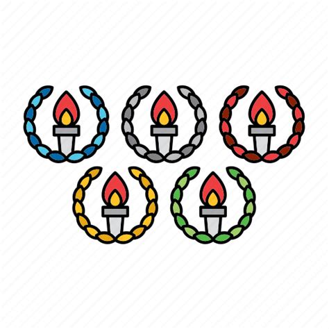 Flag Games Olympic Olympics Rings Torch Wreath Icon Download On